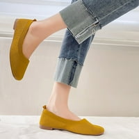 Quealent възрастни жени обувки Женски рокли обувки Небрежни пролет и есенни жени ежедневни обувки плоски долни квадратни пръсти на женските ежедневни обувки с рокли размер жълт 7