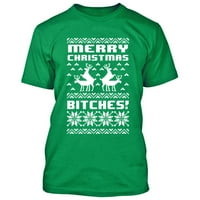 Весела коледни кучки тениска Дядо Коледа Тий мъжки тоалет цвят ирландски зелено 2x-голям