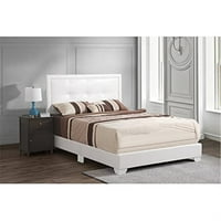 Славна мебелна мебелна панело легло с фау кожена тапицерия бял крал детски, модерни и съвременни