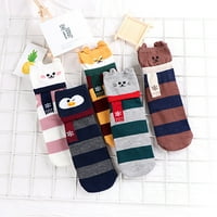 Компресионни чорапи за жени 5pairs карикатура животни деца унизийски чорапи памук дишащи сгъстяващи топли чорапи многоцветни един размер