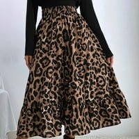 Поли за жени модерна дължина на коляното мода средна дълга леопардова печат с висока талия пола пола кафява пола кафява s