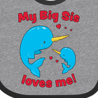 Inktastic My Big Sis Me Me Narwhal Family Gift Baby Boy или Baby Girl Bib