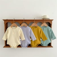 Дрехи за момчета бебе унизинг памучен бонбон цвят солиден памучен памучен костюм с дълъг ръкав