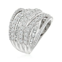 Ross-Simons 2. Ct. T.W. Кръгъл и багет диамантен магистрален пръстен в сребро със стерлинги за жени, възрастни