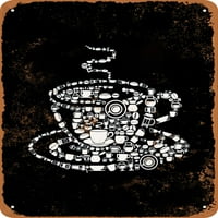 Метален знак - Чаша за кафе - винтидж ръждив вид