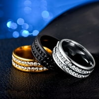 Титанова стомана с двоен диамантен пръстен Корейски стил модна неръждаема стомана диамантена двойка пръстен