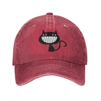 Бейзболна шапка, външна ежедневна спортна шапка класическа извита шапка - регулируема каубойска шапка, карикатура Дяволски котка - червена