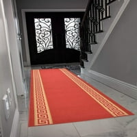 Персонализиран размер на бегач на килим Гръцки ключ меандър Red Roll Rug Runner Choice of Your Lengy By Feets Slip Sepid resisyate Back Cut to Size Runner Rugs Персонализирайте в САЩ съоръжение