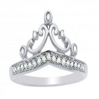 Бял естествен диамантен тиара пръстен за корона в 10k бяло злато