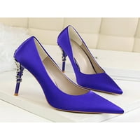 Lumento Ladies stiletto токчета на висок ток помпи се приплъзвайте на заострени пръсти на модни рокли обувки сини 5