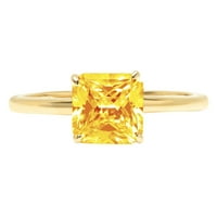 2.5ct Asscher Cut Yellow Natural Citrine 18K Жълто злато годишнина годежен пръстен размер 10.5
