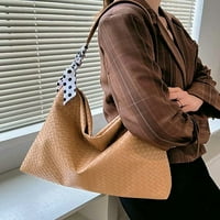 Cocopeaunt женска чанта за рамо Pu кожена кожена чанта чанта за чанта шик горна дръжка чанта с подвижна коприна Riband голям