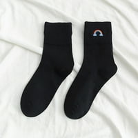 Heiheiup жени памучен печат бродиран дизайн цикъл спортна шарка двойка чорапи чорапи за тийнейджъри