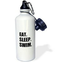 3Drose Eat Sleep Swim - Ентусиаст по плуване - Плуител страст - черен текст, бутилка за спортна вода, 21oz