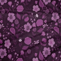 OneOone Viscose Jersey тъмно лилаво плат Флорали за ватиране на прошиване на печат за шиене на ширината до двора
