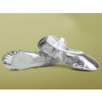 Crocowalk Unise Yoga Shoes No-Tie Ballet Slippers Сплит единствен танцов обувки Женски тренировки Плоти танцуващи участък сребро 7.5