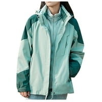 Гузом външни дъждовни якета за жени- с качулка ежедневна водоустойчива топла вятър-устойчива сменяема дебела лека цип женски зимни палта мента зелена размер xxl