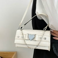 Мода едно рамо Нова проста тенденция верига малка квадратна чанта Ниша Crossbody Bag - кремообразна бяла