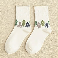 Guvpev 1pair модна валцувани чорапи памук средна тръба ежедневни коледни полка точкови чорапи коледни костюми за жени - бяло