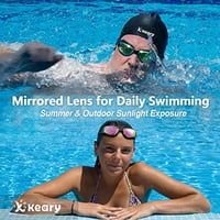 Очилата за плуване, очила за плуване, без изтичане на пълна защита за възрастни удобни ежедневни чаши за плуване с огледален обектив против фаг