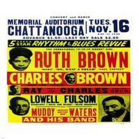 Рут Браун + Чарлз Браун + Рей Чарлз Концерт плакат R&B & Blues 20x30