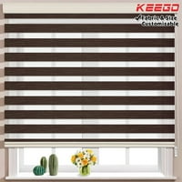 Keego двоен слой с сянка на прозореца Светло филтриране на бял валанс Зебра сляп Corded Color и размер Персонализиран кафяв 48.0 W 86.0 H