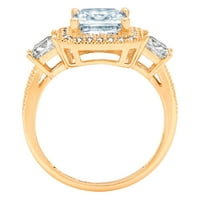 3.1ct Princess Cut Blue симулиран диамант 18k жълто злато годишнина годеж