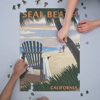 Seal Beach, Калифорния, столове и залез на Адирондак