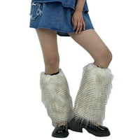 Binpure жени есен зимен крак загрейващи модни fau fur fristed boot маншет покрива парти костюм аксесоар