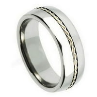 Наблюдавани с сплетен стерлингов сребърен вложка сватбена лента пръстен за мъже или дами