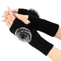 Жена ежедневни ръкавици с отворен пръст плътно плетене елегантни ръкави дизайн за студено време на открито ски и колоездене