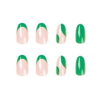Лъскав фалшив нокти DIY ярко зелено розово пирон