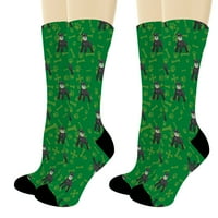 Thiswear Cute Dog Socks Mini Schnauzer Dog Gifts Miniature Schnauzer мама татко подаръци 2-PAIR Зелен екипаж чорапи