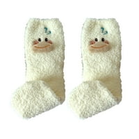 Дамски 3D коралови кадифени чорапи се сгъстяват през зимни топли сънни чорапи домашни чорапи карикатура сладък пода чорапи средни чорапи Женски рибинети високи копринени чорапи рибена лампа бедро висок модел