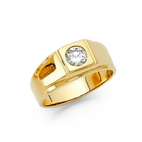Бижута от Lu 14k жълто злато кубик циркония CZ Мъжки модна годишнина Размер на пръстена 8