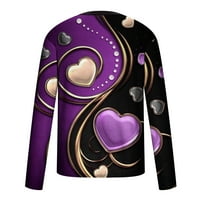 Simplmasygeni Clearance Graphic Tees под $ Big & Tall Men Небрежна кръгла шия с дълъг ръкав пуловер Свети Валентин 3D отпечатана тениска блуза