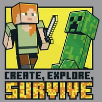 Момче Minecraft Create Explore Survive Издърпайте с качулка Атлетична Хедър Средство