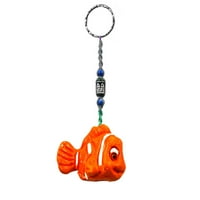 Рибено море 3D керамична фигурка ключове с многоцветна макрама метален пръстен - ръчно изработени подаръци Boho Car Keys Bag Accessories