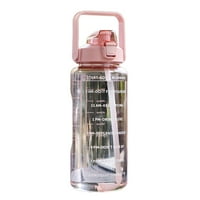 Литър спортна бутилка с вода със слама мъже жени фитнес бутилки с вода вода, розово