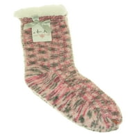 Alexa Rose Женски шерпа облицовани меки плетени захващащи чорапи за ботуши розово сиво