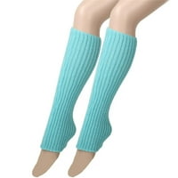 Дамски мека зимна плетена маншета маншети багажници за крак Затоплящи ботуши чорапи дебели топли уютни чорапи небесно сини един размер