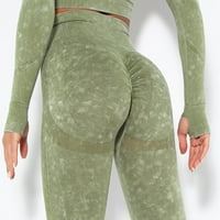 Панталони за йога с шайби безпроблемно плетене с висока талия стегнато монтиране на тазобедрената става плюс размер на тялото костюми за дамски зелено s