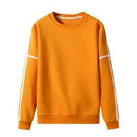 Symoid Mens Атлетични суичъри- Коледни суичъри Солидни пуловер с дълъг ръкав Небрежен горен екипаж мъжки мъжки дрехи есен пролет зима оранжев XL