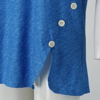 Тениски на rovga женски квадратни копчета за печат на шията с шлака с къси ръкави с най -важни тениски за жени модерни