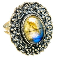 Лабрадорит Размер на пръстена 8. - Ръчно изработен Boho Vintage Jewelry Ring129394