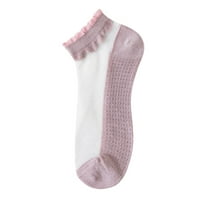 Бельо памук тънък мек прозрачен японски къса пот, поглъщащ копринени чорапи лилаво