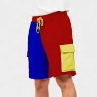 HWMODOU Мъжки товарни панталони Цветни съвпадение отпечатани в средна дължина спортни пролетта лято ежедневни мъжки дрехи панталони за мъже