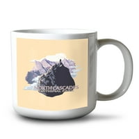 FL OZ Oz Ceramic Mug, North Cascades Национален парк, Вашингтон, Mountain Peaks, Contour, Съдомиялна и микровълнова сейф