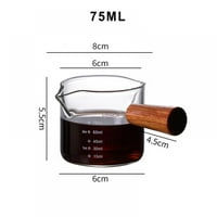 Чаша за измерване на стъкло с дървена дръжка, прозрачна