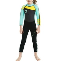 Детски мокър костюм кръгла шия бански костюм един еластичен бански костюм за момичета найлонови сърфинг дрехи за бански костюми за плуване Зелено L